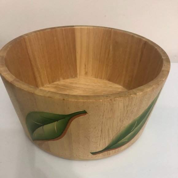 3pc Wooden Hand painted Salad Bowl Set - Picture 1 of 8